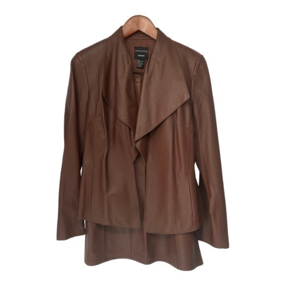 Doncaster Collection Brown Genuine Leather Jacket Size 10 and Skirt Size 12 Set‎